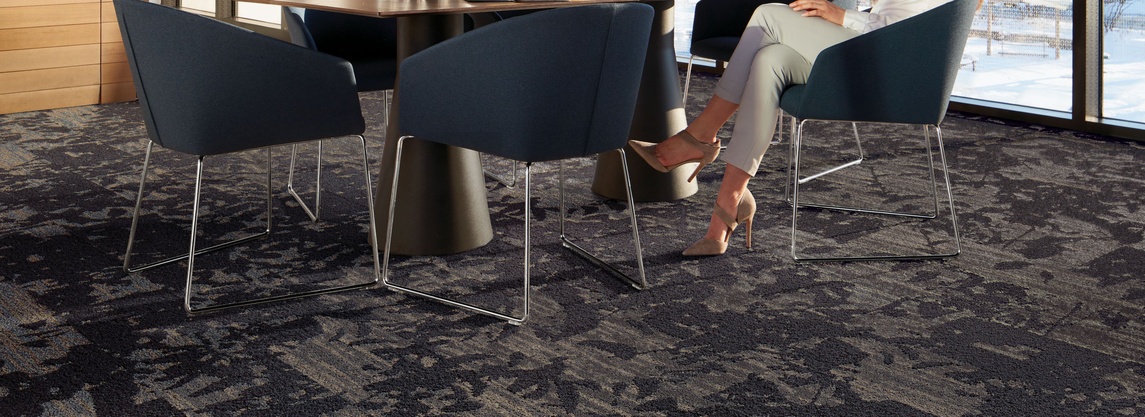 Interface Shading plank carpet tile in seating area with table and chairs image number 1